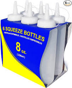 lot 12020 image: New Star Food Service 6-Pack Squeeze Bottles 8oz (Missing Three Lids)