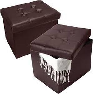 lot 19070 image: Brown Leather Tufted Ottoman with Assembly Instructions