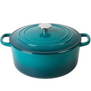 lot 19073 image: Overmont Enameled Cast Iron Dutch Oven with Lid (Cosmetic Damage)