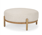 Mercana Gwynn Beige Fabric w/ Light Brown Wood Ottoman 70572 DAMAGED (See Pictures and Description) - Retail: $1,469