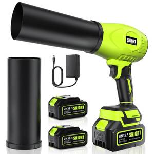 SNJORT Cordless Leaf Blower 800,000 RPM with 2 Batteries & Charger, Lightweight Handheld Electric Blower with Extended Tube for Leaves, Patio, Car Drying, Dust (Bright Green)