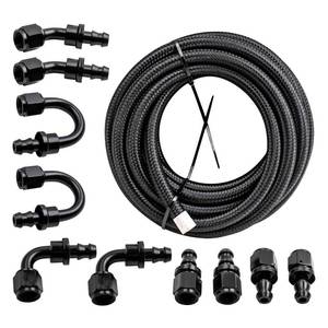 lot 22965 image: maXpeedingrods 6AN Fuel Line Universal Fit Kit, 38 Fuel Line Hose, Transmission Cooler Lines,10PCS CPE Nylon Stainless Steel Braided 6AN Push Lock Hose End 20FT - Retail $53