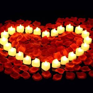 lot 22970 image: cridoz 2000 Pieces Artificial Rose Petals with 24 LED Tea Lights Candles, Romantic Decorations Special Night Set for Night, Valentines Day, Wedding Anniversary or Table D�cor, Warm White - Retail $15