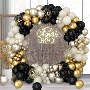 lot 30276 image: Black and Gold Balloon Garland Arch Kit for Graduation Decorations 2026,152pc White Sand Confetti Champagne Party Balloons for Grad Decor,Birthday Wedding 50th Birthday New Years Party Decorations - Retail $16
