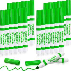 lot 30279 image: Janlaugh 24 Pcs Washable Markers Bulk Broad Line Markers Coloring Conical Tip Large pens for Kids art projects, Teachers, Students, Toddlers, Party Favors, Classrooms, Donations(Light Green) - Retail $10