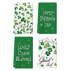 lot 30294 image: Artoid Mode Clover Shamrock St. Patricks Day Kitchen Towels Dish Towels, 18x26 Inch Good Luck Farmhouse Holiday Decoration Hand Towels Set of 4 - Retail $19