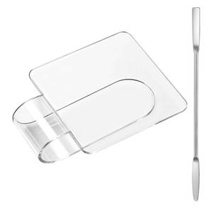 lot 30305 image: Makeup Mixing Palette Acrylic Mixing Tray Nail Art Manicure Palettes Hand Held Foundation Plate with Spatula for Makeup Blending