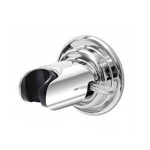 lot 30308 image: HOME&I Suction Cup Shower Head Holder Fixed Vertical Mount only, Waterproof ABS Plastic, Vacuum Suction, Shower Hose Mount No Drilling, Reusable (Polished Chrome) - Retail $10