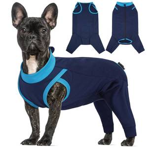 lot 30316 image: TCHAQUE Dog Surgery Suit for Dogs After Surgery, Dog Onesie for Spay Surgery Female, Anti Licking Rear Leg Sleeve,Bodysuit for Abdominal Wounds Skin Disease,Substitute E-Collar & Cone,Navy Blue,S - Retail $18