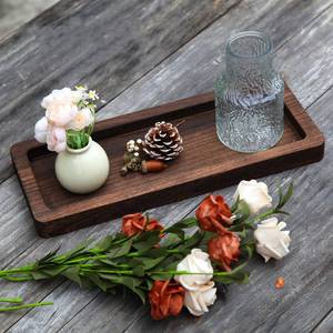 lot 30321 image: Hatway Wooden Decorative Tray Candle Holder Long Wood Tray Home Decor,Centerpieces Plates for Table centerpieces for CoffeeTable,Christmas Decor - Retail $14