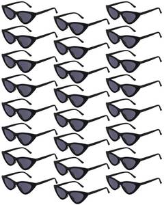 lot 30340 image: Kanayu 3Pairs Retro Cat Eye Sunglasses for Women bulk Vintage Trendy Goggles Party Plastic Frame Sunglasses for men(Black) - Retail $23