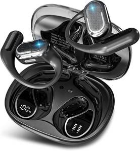 lot 30352 image: TRAUSI Bluetooth 5.4 Headphones with LED Display, Open Ear Earbuds, ENC Noise Cancelling, IPX5 Waterproof, 46Hrs Playtime, Ergonomic Earhook Design for Running, Workout, Sports