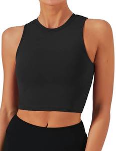 lot 32257 image: Natural Feelings Nudi Sports Bras for Women Removable Padded Yoga Tank Tops Sleeveless Fitness Workout Crop Tops Black medium  - Retail $24