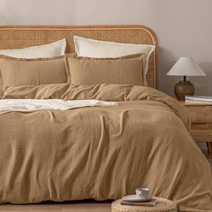 lot 32260 image: PHF 100% Natural Cotton Muslin Duvet Cover Set Queen Size, Ultra Soft Breathable Absorbent, Luxurious Minimalist Gauze Bedding for All Season, Duvet Set with 2 Pillow Shams, 90 x 90, Linen - Retail $63