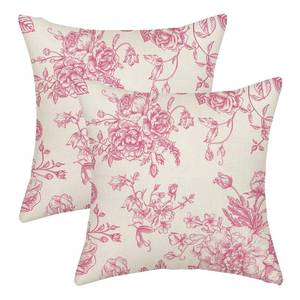 lot 32272 image: AGAYNA Spring Pillow Covers 18x18 Hot Pink Chinoiserie Floral Decor Throw Pillows Case for Couch Vintage Flower Seasonal Pillowcase Outdoor Decorative Cushion Case for Sofa Decorations Set of 2 - Retail $15