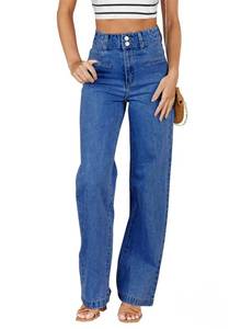 lot 32273 image: Sidefeel Womens Wide Leg Jeans High Waisted Straight Leg Ankle Jeans Stretchy Trendy Tummy Control Loose Denim Pants Blue Size 12 - Retail $23