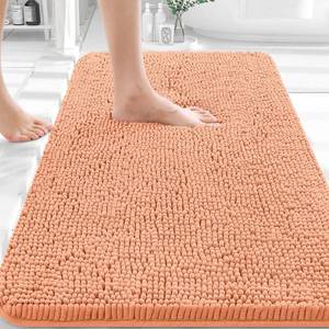 lot 32274 image: OLANLY Bathroom Rugs 30x20, Extra Soft Absorbent Chenille Bath Rugs, Rubber Backing Quick Dry, Machine Washable Bath Mats for Bathroom Floor, Tub and Shower, Home Decor Accessories, Peach - Retail $24