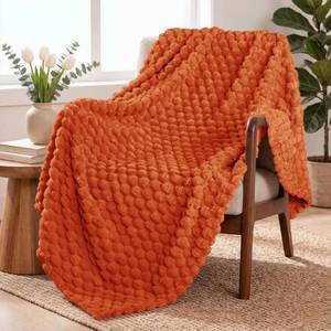 lot 32277 image: Exclusivo Mezcla Fleece Throw Blanket for Couch, Extra Large Fuzzy Burnt Orange Bed Blankets, Soft Cozy Plush Sofa Throws for All Seasons, 50x70 Inches - Retail $14
