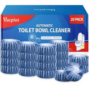 lot 32284 image: Vacplus Toilet Bowl Cleaners - 20 Pack Long-Lasting Toilet Cleaner Tablets, Prevent Stains & Deodorize, Blue - Retail $17