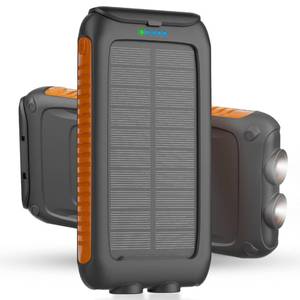 lot 32294 image: Solar Charger Power Bank 49800mAh Portable Solar Phone Charger with 2 USB-A and Type-C Interface, 15W Fast Charging for iPhone, Samsung etc. Portable Battery Charger with Dual Flashlight for Camping - Retail $26