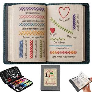 lot 32301 image: BEBIR New DIY Embroidery Stitch Book Kit,Gift for Craft Lovers,Includes Illustrated Guide to 106 Universal Embroidery Stitches with Free Tutorials and 86-Piece Sewing Tool Kit - Retail $10
