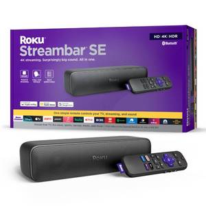 lot 32307 image: Roku Streambar SE  2-in-1 TV Soundbar with Built-in 4KHDHDR Streaming, Premium Speakers, & Enhanced Speech Clarity for Crisp, Clear Dialogue - Quick Guided Simple Setup - Retail $99