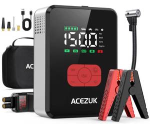 lot 32309 image: Jump Starter with Air Compressor, 8000A 150PSI Portable Car Jump Starter, 12V Jump Start Pack (All Gas12L Diesel),Portable Car Jump Starter with Smart Jump Cables, LED Lights - Retail $53