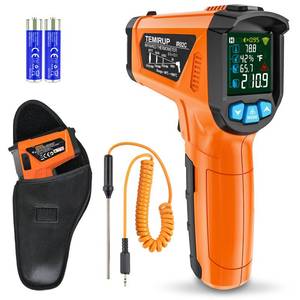 lot 33211 image: Infrared Thermometer Gun, Non Contact Digital Laser Thermometer Temperature Gun with Color LCD for Cooking, Home Repairs, Humidity Measurement, Adjustable Emissivity -58°F to 1472°F(-50800°C) - Retail $34