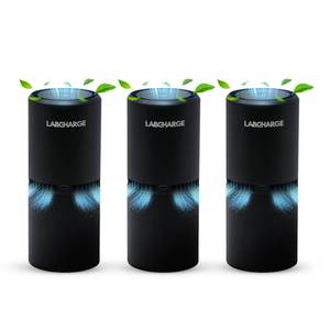 lot 33221 image: Lab Charge Small Ionic Air Purifier for Home & Bedroom Silent HEPA Filter Covers 250 Sq Ft - Free Cleaner for Pets, Hair, Smoke, Dust, Odors & Dander Compact & Black Design - Pack of 3 - Retail $119
