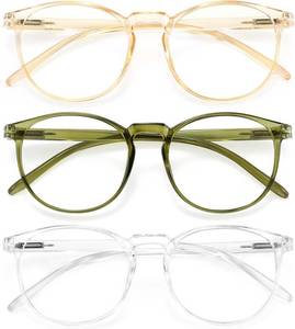 lot 33625 image: IBOANN Chic & Comfy Blue Light Glasses for Women - 3-Pack Round Frames, Screen-Ready Style with UV Protection Coating - Retail $12