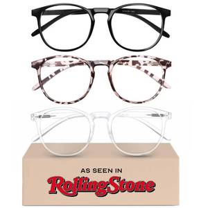 lot 33633 image: IBOANN Chic & Comfy Blue Light Glasses for Women - 3-Pack Round Frames, Screen-Ready Style with UV Protection Coating - Retail $9