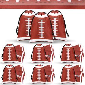 lot 33638 image: Berlune 24 Pieces Football Party Favors Drawstring Gift Bags 10 x 7 Inch Football Sports Goodie Bags Super Birthday Supplies Backpack Bulk Bowl for Gym Travel Party Storage Favors Supplies - Retail $18