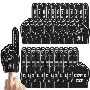 lot 33640 image: BOHUIZ 24 Pcs Mini Foam Fingers #1 for Fans Cheerleader, Were #1 and LETS GO Sport Fan Foam Finger, Sports Themed Party Supplies for Baseball Basketball Football Sports Events(Black) - Retail $9
