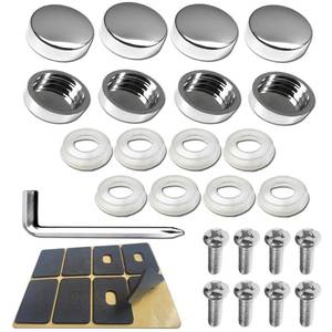 lot 33644 image: BGGTMO Chrome License Plate Screw Caps-Gloss Finish Screw Covers and License Plate Bolts, Rust Resistant License Plate Frames Hardware, Machine Plate Bolt Fastener Kits - Retail $8