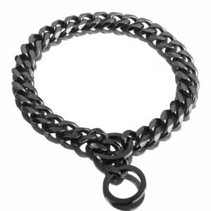 lot 33646 image: RUMYPET Black Dog Chain Collar 11mm15mm19mm Cuban Link Chain Dog Collar Chew Proof Dog Chain Collar Walking Training for Small Medium Large Dogs 12-26inch(19mm,20inch) - Retail $20