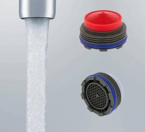 lot 33653 image: Common Parts Compatible Delta Faucet Kitchen Aerators Aerated Flow Replacement RP70718, # RP53998, RP52627 M21.5 Male Threaded (Red 2.2 gpm) - Retail $18