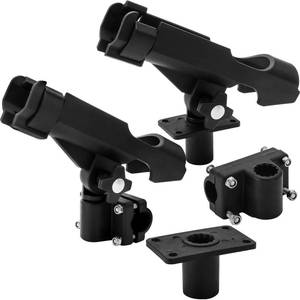 lot 33664 image: Bekith 2 Pack Fishing Rod Holder with Combo Mount, Adjustable Fishing Boat Rod Holder, Black Finish - Retail $19