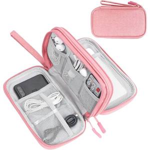 lot 33672 image: FYY Electronic Organizer, Travel Bag, Pouch, Carry Case Portable Waterproof Double Layers for Cable, Cord, Charger, Phone, Earphone Pink - Retail $10