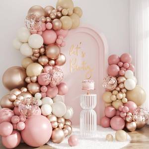 lot 33686 image: Dusty Pink Balloon Arch Kit, 143Pcs Boho Blush Pink Sand White Nude Rose Gold Balloons Garland Arch Kit Confetti Balloons for Boho Birthday Bridal Shower Wedding Baby Shower Decorations - Retail $10