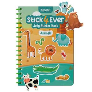 lot 33720 image: Stick4Ever Jelly Sticker Book - for Kids - Waterproof, Easy to Clean Reusable Sticker Book for Toddlers- Reusable Road Trip Activities for Kids - Stocking Stuffers for Toddlers (Animals) - Retail $14