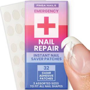 lot 33723 image: Nail Repair Patches - Clear Self-Adhesive Broken Nail Patches for Broken Fingernails - Split Fingernail Repair Sheet Instant Protection for Chips and Splits - 32 Pre-Shaped Tabs Manicure Saver Kit - Retail $7