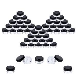 lot 33728 image: Houseables Sample Containers, Lip Balm Containers, Sample Jars, Mini Jars with Lids, Small, Empty for Makeup, Powder, Gloss, Cosmetic, Tiny, Chapstick, Dab, Wax, Scrub, Little, Plastic, 3 Gram, 50 PK - Retail $8