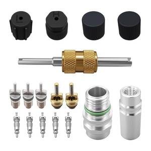 lot 33731 image: ZIMISI 17PCS Car Air Conditioning Valve Core Kit, R12 R134A HVAC Valve Core Removal Tool Kit with Teflon Seal Cap for High Low-Pressure AC Service Port, Car & HVAC AC Refrigerant Tool - Retail $9
