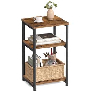 VASAGLE BARNET Collection - Side Table, Small End Table for Living Room, Modern Tall Nightstand, Bedroom, Office, Bathroom, Steel Frame, Rustic Brown and Ink Black ULET273B01 - Retail: $30