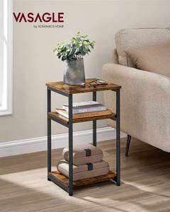 VASAGLE BARNET Collection - Side Table, Small End Table for Living Room, Modern Tall Nightstand, Bedroom, Office, Bathroom, Steel Frame, Rustic Brown and Ink Black ULET273B01 - Retail: $30