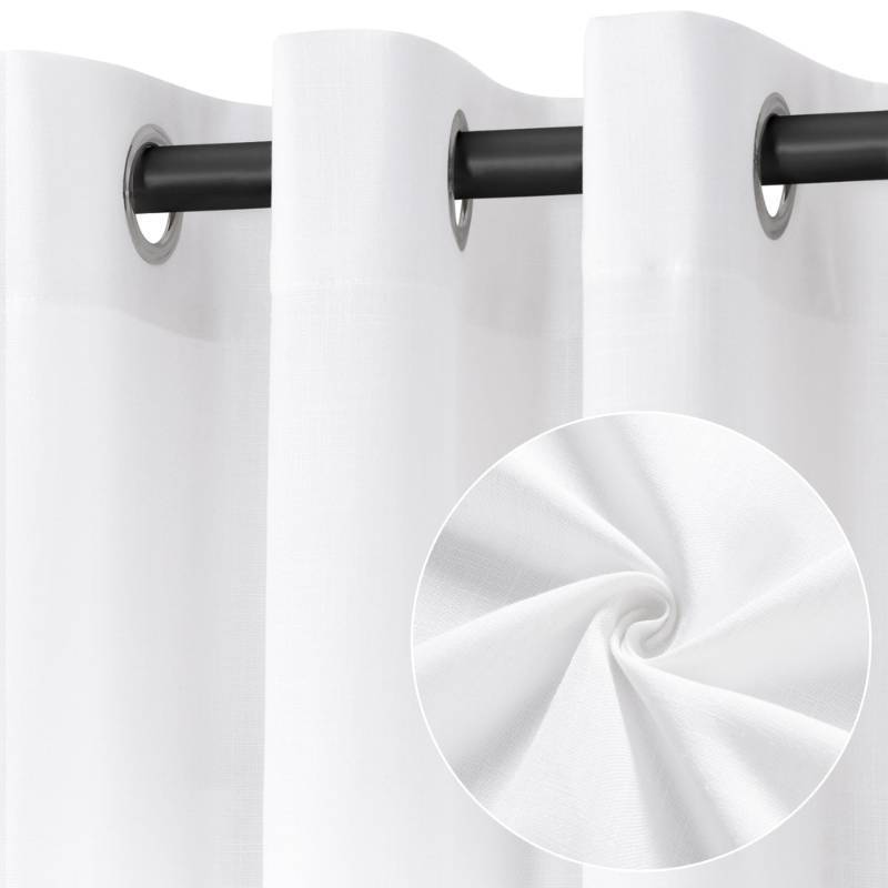 lot 22182 image: Jowels White Curtains 90 Inch Length 2 Panels for Living Room Bedroom, Light Filtering Sheer Curtains 90 Inches, Elegant Modern Grommet Semi Sheer Soft Privacy Drapes 40 Wide Beige - Retail $140