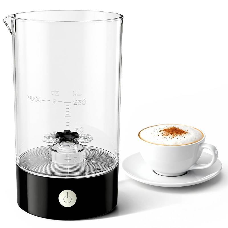 lot 22226 image: Cold Foam Maker 9oz Electric Milk Frother Handheld-free Milk Foamer for Coffee Cappuccinos Macchiato (Black) - Retail $16