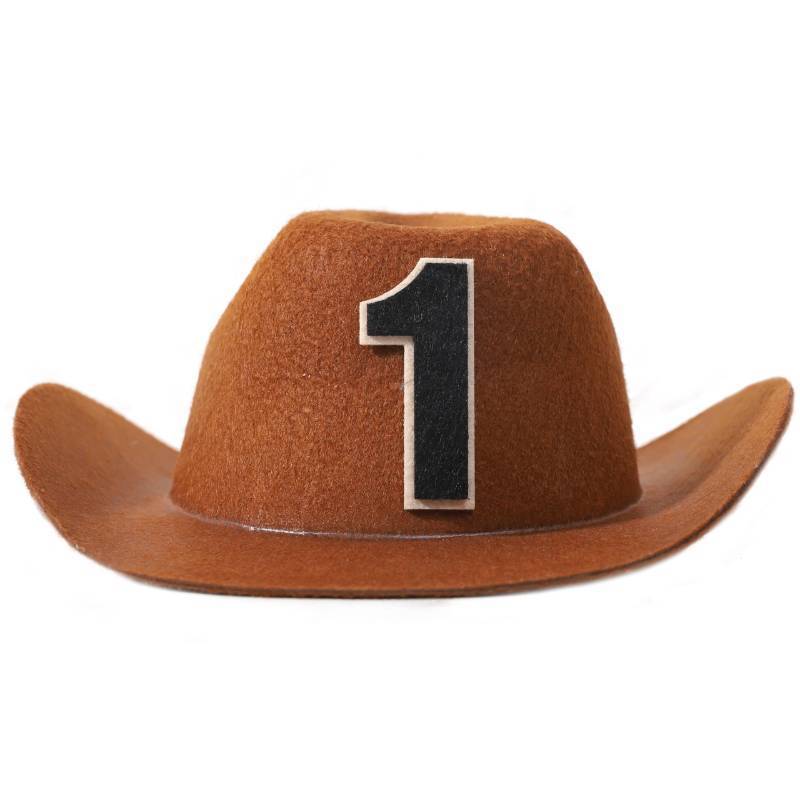 lot 29984 image: WAWUO Cowboy Hat, 1st Birthday Cowboy Party Hat for Baby, Brown, Small (Cowboy hat2)