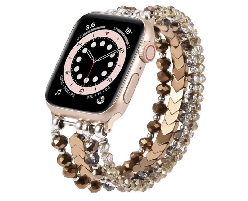lot 30008 image: MOFREE Beaded Bracelet Compatible with Apple Watch Band 42mm44mm45mm49mm46mm Series 1110987SE654321Ultra Women Fashion Handmade Elastic Stretch Strap for iWatch Bands Coffee - Retail $19