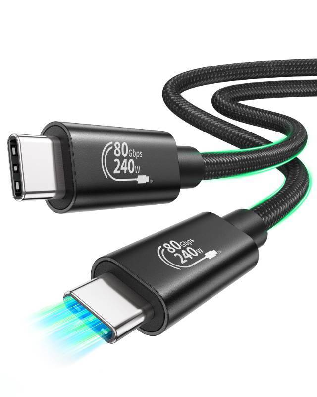 lot 30057 image: Fitee 80Gbps USB4 Cable for Thunderbolt 5 Cable 5FT, High Speed USB4 Cable, 120Gbps Bandwidth for Dual 8K60Hz, 240W Charge, USBC Thunderbolt Cable for Mac mini, iPhone 17, MacBook Pro, PSSD, Display - Retail $17